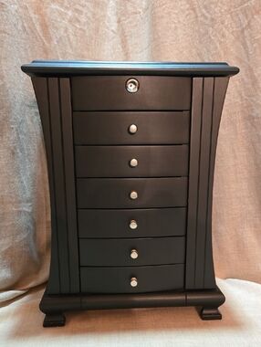 Mele & Co "Layla" Black Jewelry Armoire With Top Drawer 11" × 7" × 14 3/4"